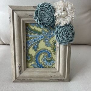 Holly Robinson Blue Teal Taupe Distressed 4X6” Wall or Table Top Photo Frame